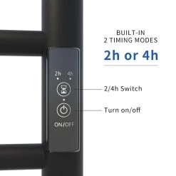 KWW 7-Bars Stainless Steel Wall Mounted Electric Towel Warmer Rack with Top Shelf in Matte Black -Toilet Storage Shop 7 bars matte black kww towel warmers ktw02 2132b 4f 1000