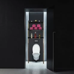 Evideco Elements 23.6 in. W x 65.5 in. H 8.5 in. D Space Saver Cabinet in Acacia Wood Grey -Toilet Storage Shop acacia wood grey evideco over the toilet storage 9904671 44 1000