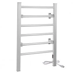 ANZZI Naples 6-Bar Wall Mounted or Free Standing Electric Towel Warmer Rack in Aluminum