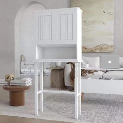 Unbranded Engles 30.55 in. W x 69.29 in. H x 9.84 in. D Antique White Over-The-Toilet Storage in Antique White 21 Unbranded Engles 30.55 in. W x 69.29 in. H x 9.84 in. D Antique White Over-The-Toilet Storage in Antique White -Toilet Storage Shop antique white over the toilet storage yxx x149 31 1000