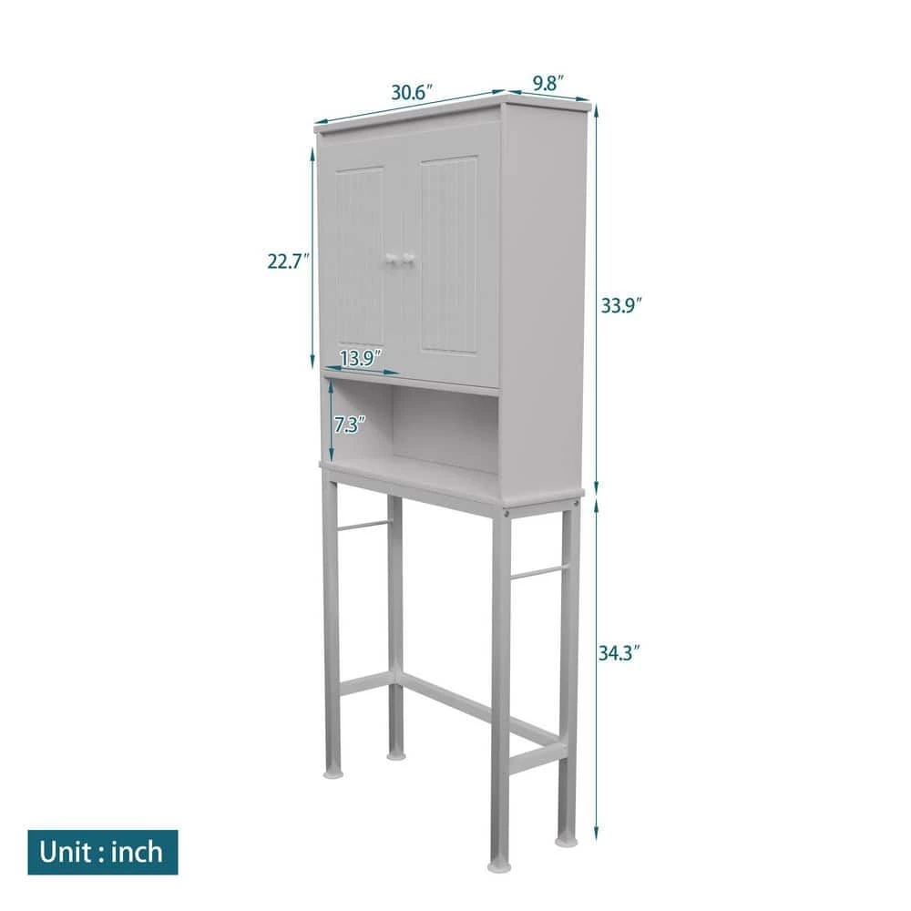 Unbranded Engles 30.55 in. W x 69.29 in. H x 9.84 in. D Antique White Over-The-Toilet Storage in Antique White 11 Unbranded Engles 30.55 in. W x 69.29 in. H x 9.84 in. D Antique White Over-The-Toilet Storage in Antique White - Image 9