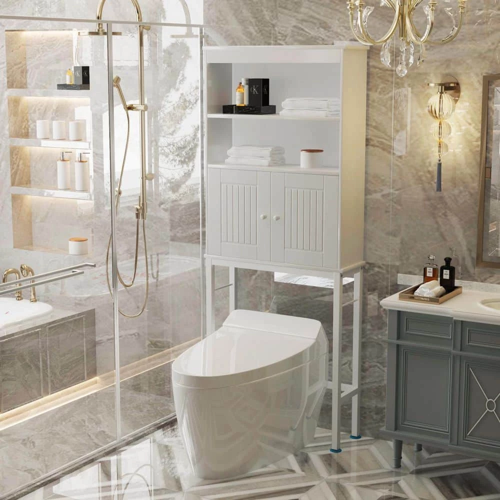 Unbranded Engles 30.55 in. W x 75.00 in. H x 9.84 in. D Antique White Over-The-Toilet Storage in Antique White 5 Unbranded Engles 30.55 in. W x 75.00 in. H x 9.84 in. D Antique White Over-The-Toilet Storage in Antique White - Image 3