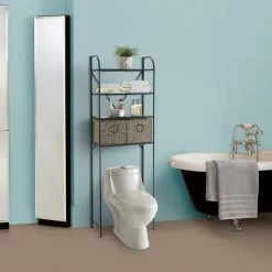 4D Concepts Glendale 24 in. W x 71 in. H x 11 in. D Black Over-the-Toilet Storage with Basket Drawer 8 4D Concepts Glendale 24 in. W x 71 in. H x 11 in. D Black Over-the-Toilet Storage with Basket Drawer -Toilet Storage Shop black 4d concepts over the toilet storage 10180 4f 1000