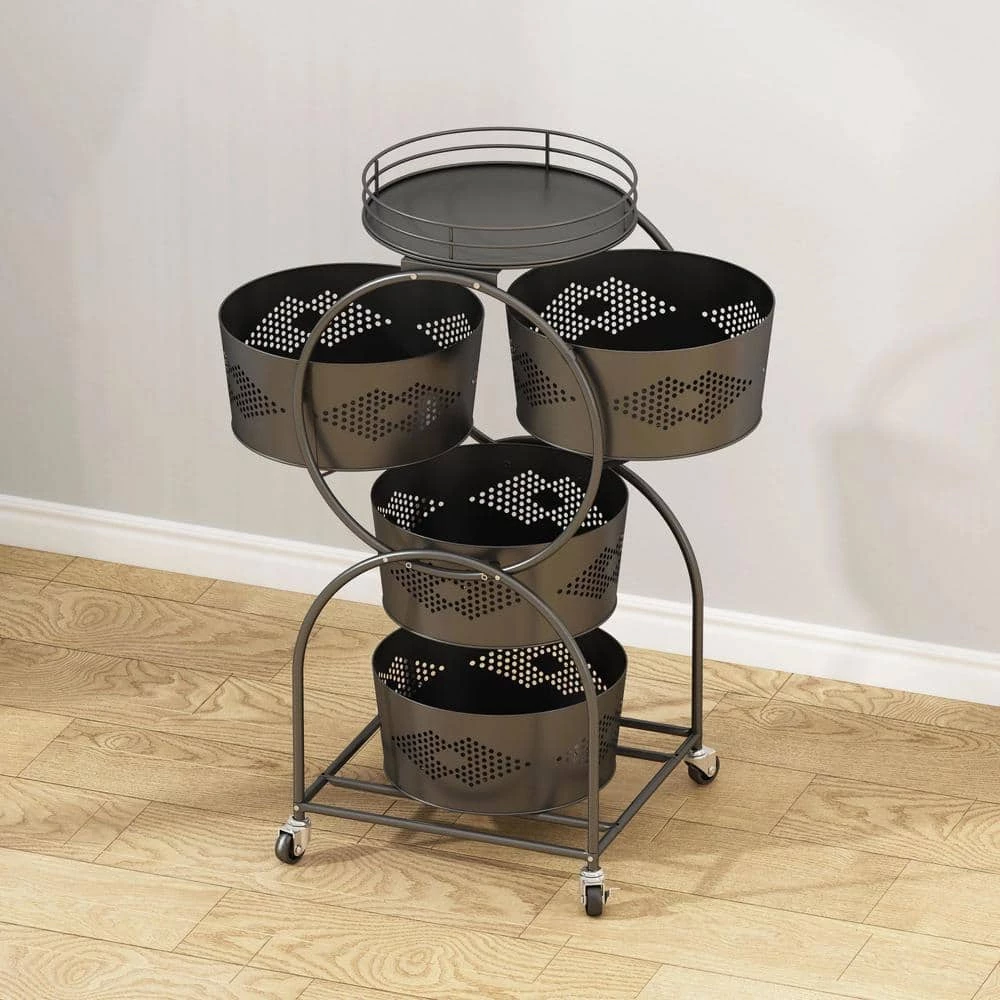 Aurora Decor AMA 16 in. W x 16 in. H x 34 in. D black Over-the-Toilet Storage Removable Rack Shelf Bathroom Kitchen Storage Wheels 7 Aurora Decor AMA 16 in. W x 16 in. H x 34 in. D black Over-the-Toilet Storage Removable Rack Shelf Bathroom Kitchen Storage Wheels - Image 5