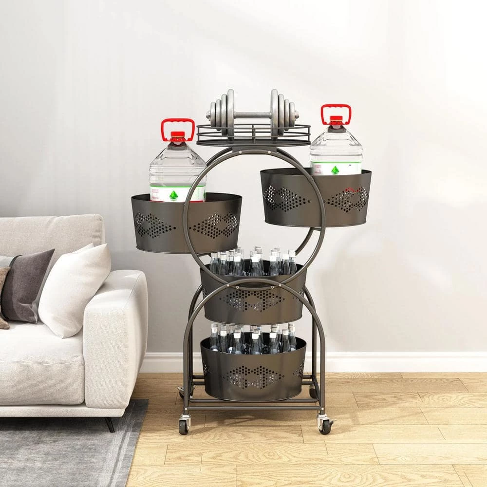 Aurora Decor AMA 16 in. W x 16 in. H x 34 in. D black Over-the-Toilet Storage Removable Rack Shelf Bathroom Kitchen Storage Wheels 8 Aurora Decor AMA 16 in. W x 16 in. H x 34 in. D black Over-the-Toilet Storage Removable Rack Shelf Bathroom Kitchen Storage Wheels - Image 6