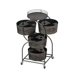 Aurora Decor AMA 16 in. W x 16 in. H x 34 in. D black Over-the-Toilet Storage Removable Rack Shelf Bathroom Kitchen Storage Wheels