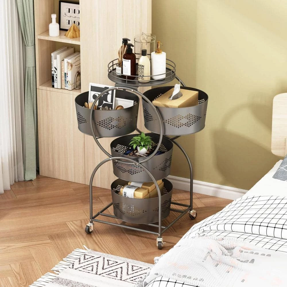 Aurora Decor AMA 16 in. W x 16 in. H x 34 in. D black Over-the-Toilet Storage Removable Rack Shelf Bathroom Kitchen Storage Wheels 4 Aurora Decor AMA 16 in. W x 16 in. H x 34 in. D black Over-the-Toilet Storage Removable Rack Shelf Bathroom Kitchen Storage Wheels - Image 2