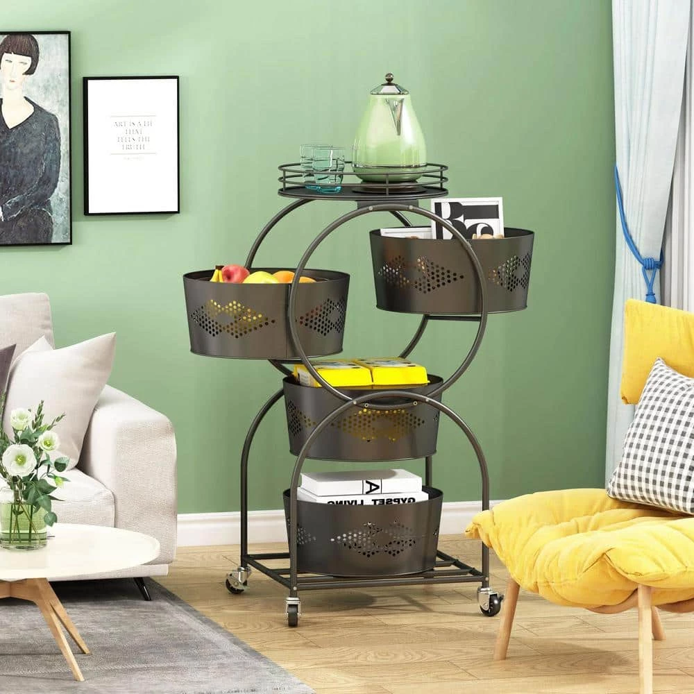 Aurora Decor AMA 16 in. W x 16 in. H x 34 in. D black Over-the-Toilet Storage Removable Rack Shelf Bathroom Kitchen Storage Wheels 9 Aurora Decor AMA 16 in. W x 16 in. H x 34 in. D black Over-the-Toilet Storage Removable Rack Shelf Bathroom Kitchen Storage Wheels - Image 7