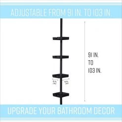 Bath Bliss 4 Tier Tension Corner Shower Organizer Caddy in Matte Black 10 Bath Bliss 4 Tier Tension Corner Shower Organizer Caddy in Matte Black -Toilet Storage Shop black bath bliss shower caddies 10000 matteblack 1f 1000