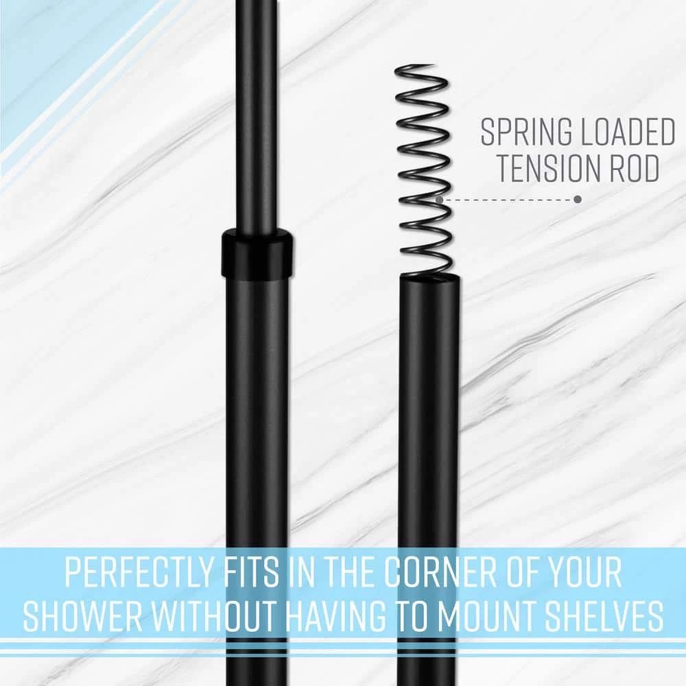 Bath Bliss 4 Tier Tension Corner Shower Organizer Caddy in Matte Black 7 Bath Bliss 4 Tier Tension Corner Shower Organizer Caddy in Matte Black - Image 5