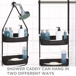 Bath Bliss 2 Way Convertible Shower Caddy in Matte Black -Toilet Storage Shop black bath bliss shower caddies 27190 matteblk c3 1000