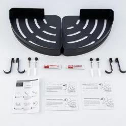 INSTER 2- Pack Wall Mount Stainless Steel Bathroom Corner Shelf with Rain Stand, Waterproof, Corrosion Resistant, in Black -Toilet Storage Shop black inster shower caddies hddtmjj0012 c3 1000