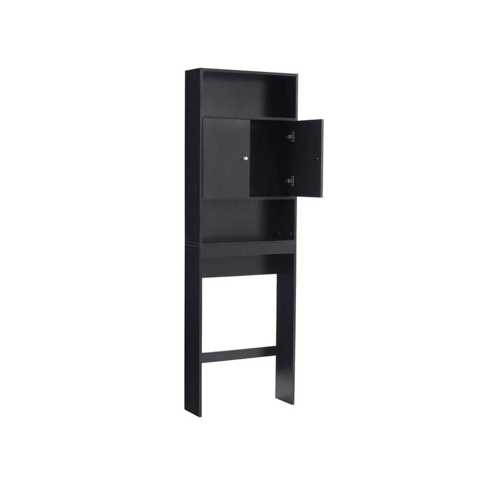 Whatseaso 24.8 in. W x 76.77 in. H x 7.87 in. D Black MDF Over-the-Toilet Storage Bathroom Space Saver Storage Cabinet in Black 3 Whatseaso 24.8 in. W x 76.77 in. H x 7.87 in. D Black MDF Over-the-Toilet Storage Bathroom Space Saver Storage Cabinet in Black