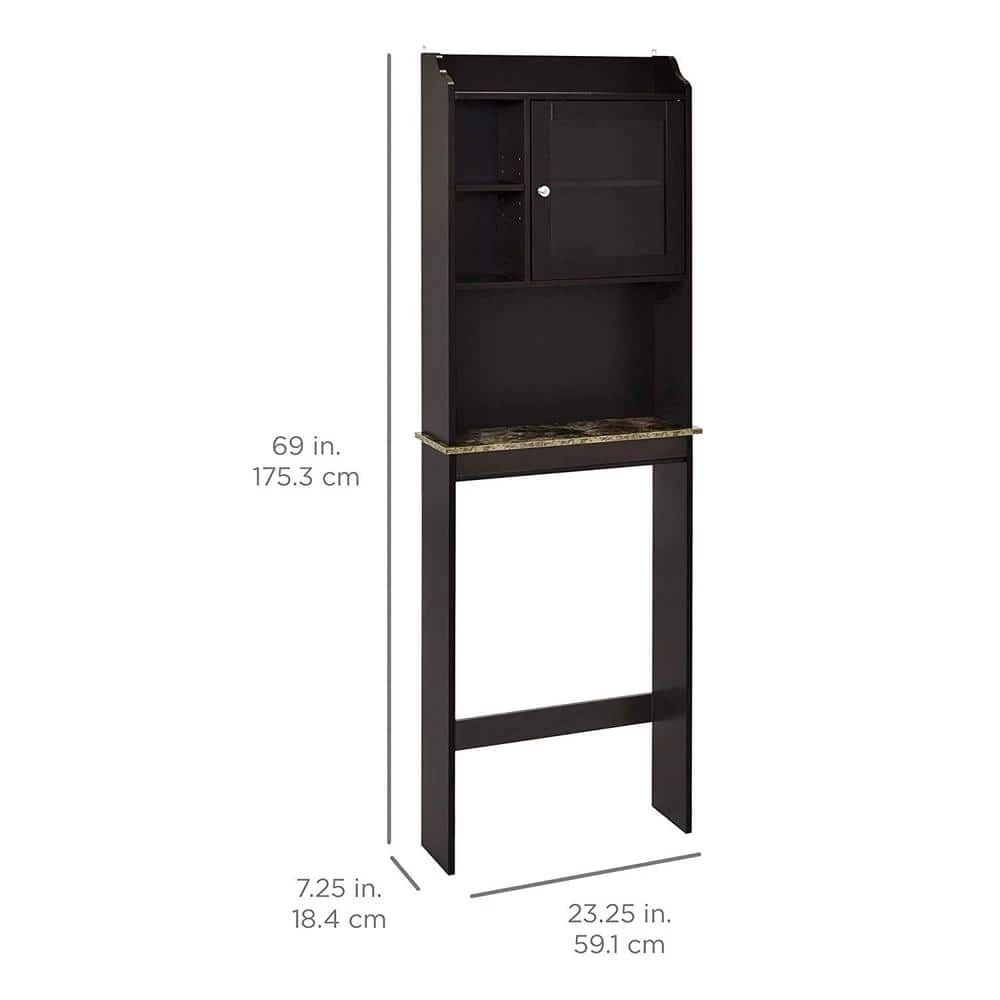Unbranded 23.25 in. W x 69 in. H x 7.25 in. D Black Over-the-Toilet Storage with Multiple Adjustable Shelves 7 Unbranded 23.25 in. W x 69 in. H x 7.25 in. D Black Over-the-Toilet Storage with Multiple Adjustable Shelves - Image 5