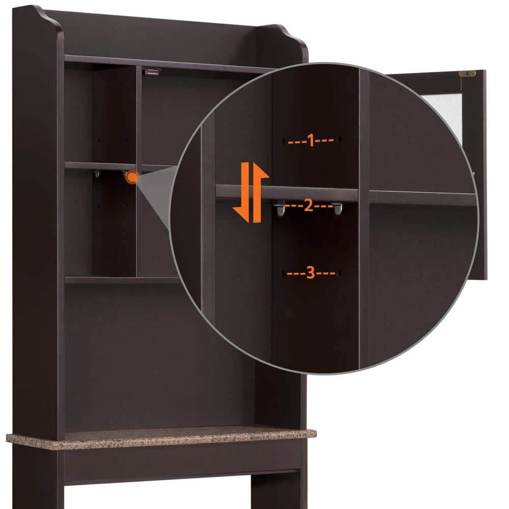 Unbranded 23.25 in. W x 69 in. H x 7.25 in. D Black Over-the-Toilet Storage with Multiple Adjustable Shelves 9 Unbranded 23.25 in. W x 69 in. H x 7.25 in. D Black Over-the-Toilet Storage with Multiple Adjustable Shelves - Image 7