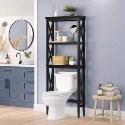 RiverRidge Home La Crosse 25.98 in. W x 63.78 in. H x 8.46 in. D Over-the-Toilet Storage in Black 11 RiverRidge Home La Crosse 25.98 in. W x 63.78 in. H x 8.46 in. D Over-the-Toilet Storage in Black -Toilet Storage Shop black riverridge home over the toilet storage 06 189 31 1000