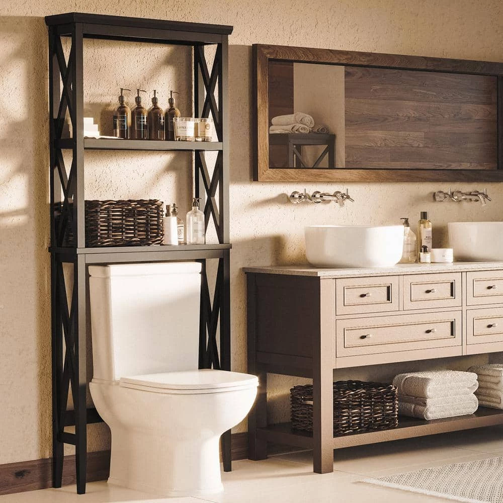 RiverRidge Home La Crosse 25.98 in. W x 63.78 in. H x 8.46 in. D Over-the-Toilet Storage in Black 5 RiverRidge Home La Crosse 25.98 in. W x 63.78 in. H x 8.46 in. D Over-the-Toilet Storage in Black - Image 3