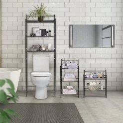 Sorbus 23.75 in. W x 66 in. H x 9.87 in. D Black Over-the-Toilet Storage Metal -Toilet Storage Shop black sorbus over the toilet storage bat ovt 1f 1000