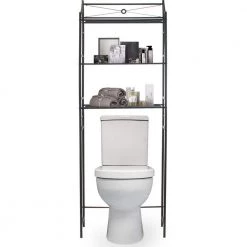 Sorbus 23.75 in. W x 66 in. H x 9.87 in. D Black Over-the-Toilet Storage Metal