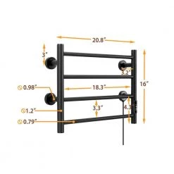 Unbranded 4 Bars Wall Mounted Heated Towel Racks with Timer Black -Toilet Storage Shop black towel warmers cuutmy mab 44 1000