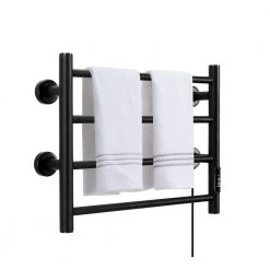 Unbranded 4-Bar Wall Mounted for Bathroom Plug-in or Hardwired Towel Warmer Stainless Steel with Timer in Black 11 Unbranded 4-Bar Wall Mounted for Bathroom Plug-in or Hardwired Towel Warmer Stainless Steel with Timer in Black -Toilet Storage Shop black towel warmers ec twb 3292 4f 1000