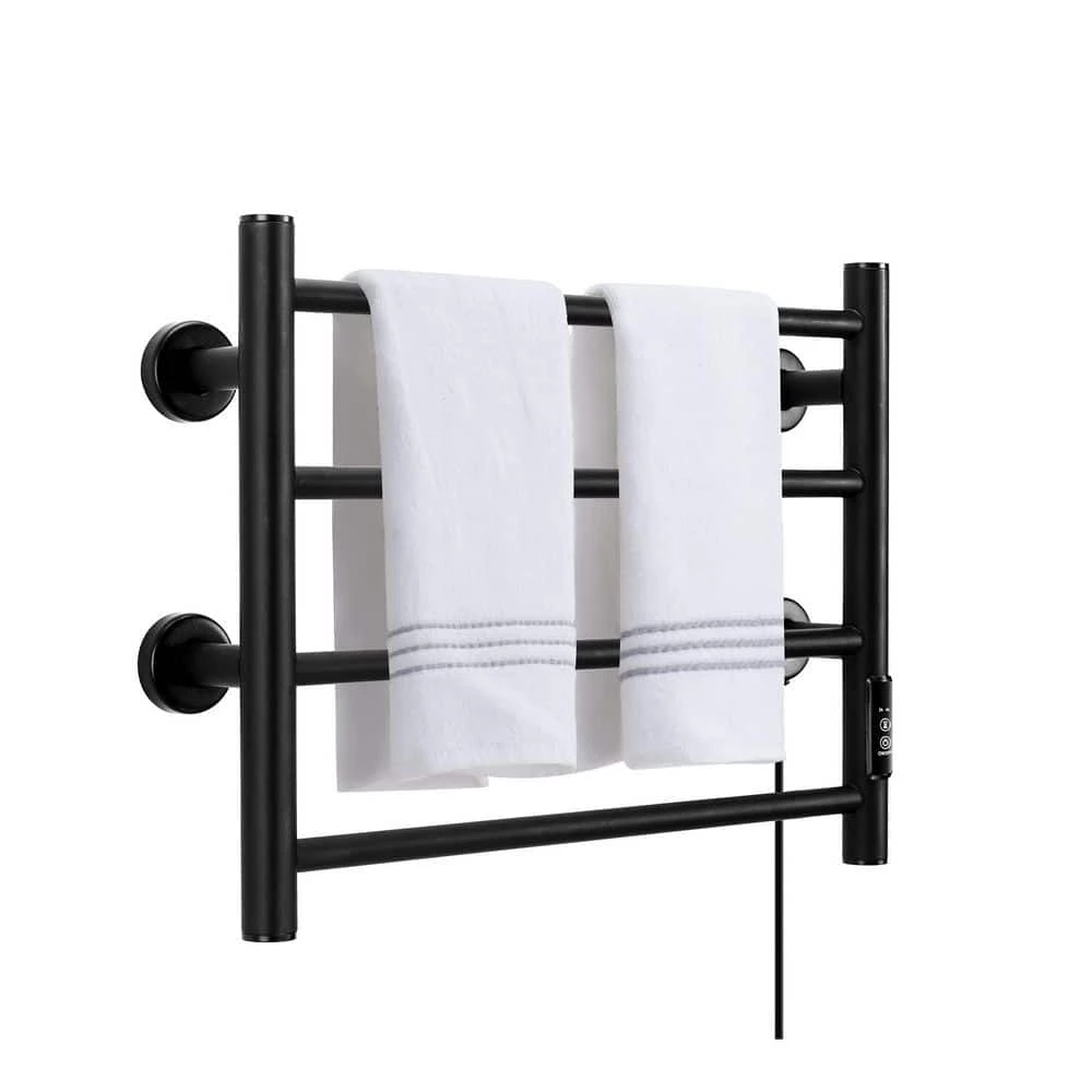 Unbranded 4-Bar Wall Mounted for Bathroom Plug-in or Hardwired Towel Warmer Stainless Steel with Timer in Black 5 Unbranded 4-Bar Wall Mounted for Bathroom Plug-in or Hardwired Towel Warmer Stainless Steel with Timer in Black - Image 3