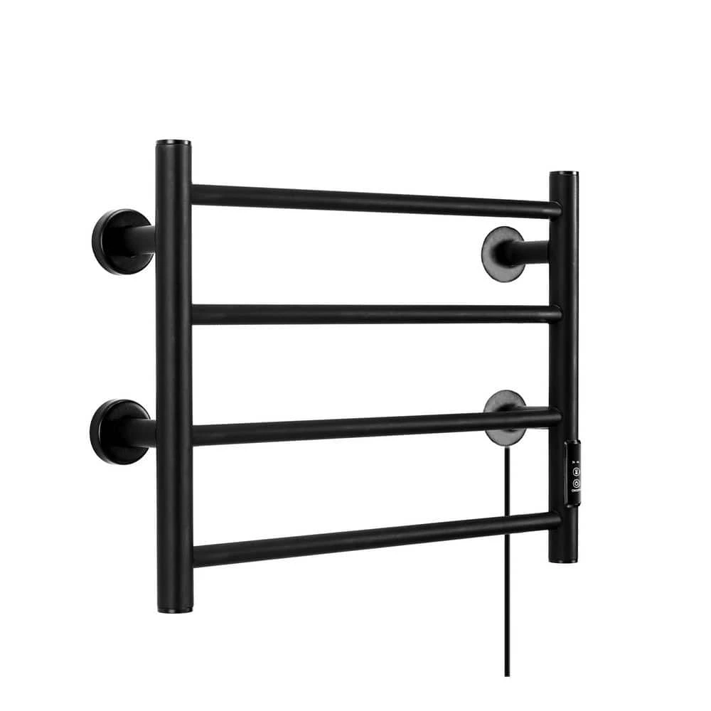 Unbranded 4-Bar Wall Mounted for Bathroom Plug-in or Hardwired Towel Warmer Stainless Steel with Timer in Black 3 Unbranded 4-Bar Wall Mounted for Bathroom Plug-in or Hardwired Towel Warmer Stainless Steel with Timer in Black