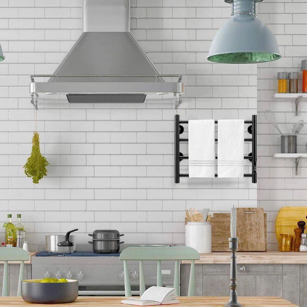 Unbranded 4-Bar Wall Mounted for Bathroom Plug-in or Hardwired Towel Warmer Stainless Steel with Timer in Black 9 Unbranded 4-Bar Wall Mounted for Bathroom Plug-in or Hardwired Towel Warmer Stainless Steel with Timer in Black - Image 7