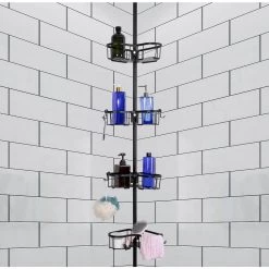 Utopia Alley Flat Shelf Rustproof Corner Shower Caddy 4 Adjustable Shelves in Black -Toilet Storage Shop black utopia alley shower caddies pc13 1d 1000