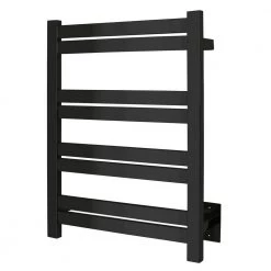 WarmlyYours Classic Maple 8-Bar Electric Hardwired Towel Warmer in Matte Black