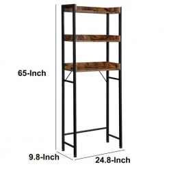 Benjara Hugh 9.8 in. W x 65 in. H x 24.8 in. D Brown Over-the-Toilet Storage Bathroom Rack in Brown and Black 12 Benjara Hugh 9.8 in. W x 65 in. H x 24.8 in. D Brown Over-the-Toilet Storage Bathroom Rack in Brown and Black -Toilet Storage Shop brown and black benjara over the toilet storage bm274769 44 1000