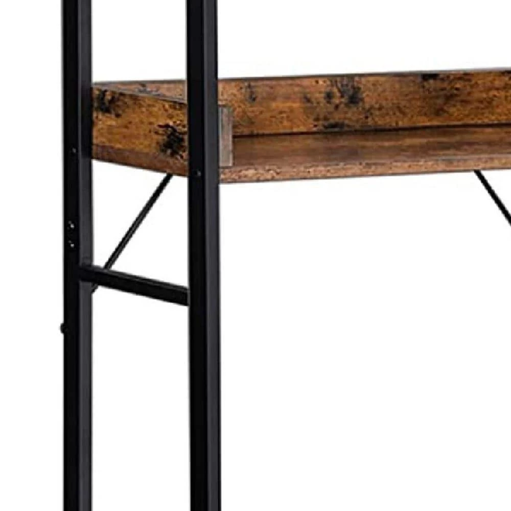 Benjara Hugh 9.8 in. W x 65 in. H x 24.8 in. D Brown Over-the-Toilet Storage Bathroom Rack in Brown and Black 5 Benjara Hugh 9.8 in. W x 65 in. H x 24.8 in. D Brown Over-the-Toilet Storage Bathroom Rack in Brown and Black - Image 3