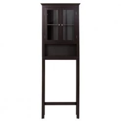 Glitzhome 24 in. W x 68.26 in. H x 7.5 in. D Espresso Over-the-Toilet Storage