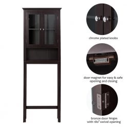 Glitzhome 24 in. W x 68.26 in. H x 7.5 in. D Espresso Over-the-Toilet Storage -Toilet Storage Shop brown glitzhome over the toilet storage gh1001003542 c3 1000