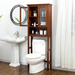 Glitzhome 26 in. W x 68.25 in. H x 9.25 in. D Brown Over-the-Toilet Storage 21 Glitzhome 26 in. W x 68.25 in. H x 9.25 in. D Brown Over-the-Toilet Storage -Toilet Storage Shop brown glitzhome over the toilet storage gh1517002245 31 1000