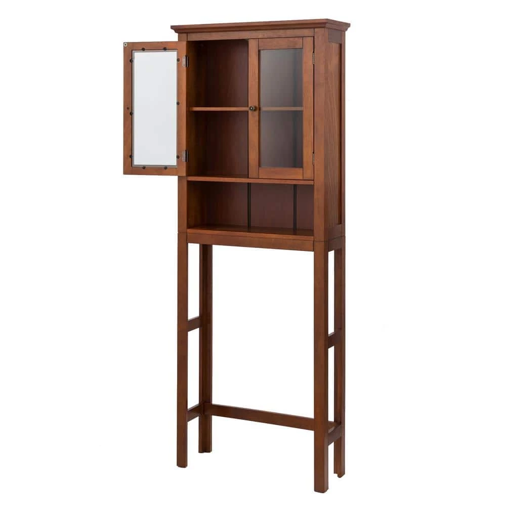 Glitzhome 26 in. W x 68.25 in. H x 9.25 in. D Brown Over-the-Toilet Storage 7 Glitzhome 26 in. W x 68.25 in. H x 9.25 in. D Brown Over-the-Toilet Storage - Image 5