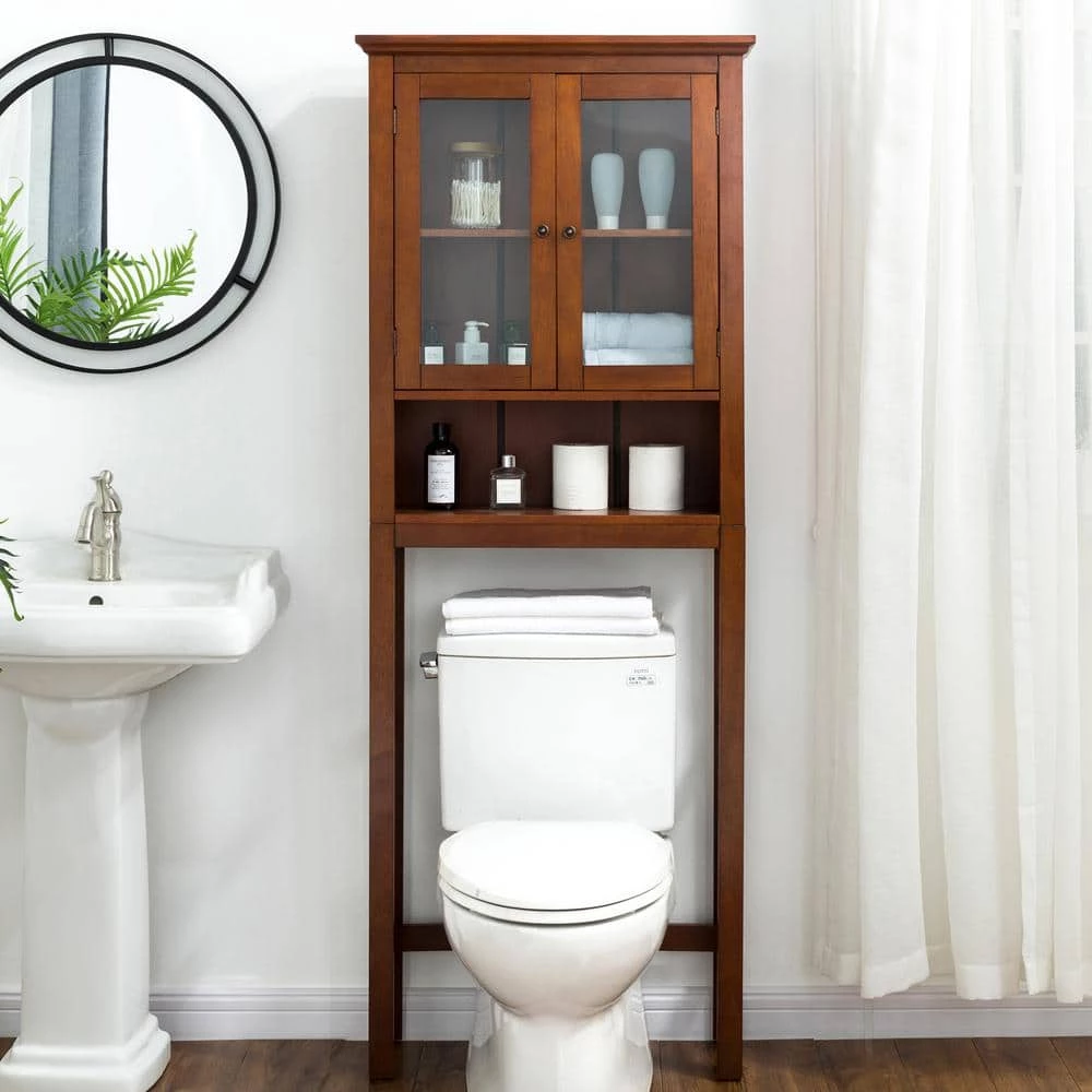 Glitzhome 26 in. W x 68.25 in. H x 9.25 in. D Brown Over-the-Toilet Storage 3 Glitzhome 26 in. W x 68.25 in. H x 9.25 in. D Brown Over-the-Toilet Storage