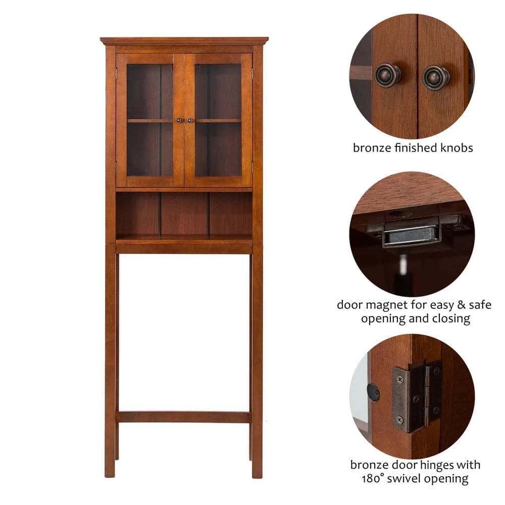 Glitzhome 26 in. W x 68.25 in. H x 9.25 in. D Brown Over-the-Toilet Storage 11 Glitzhome 26 in. W x 68.25 in. H x 9.25 in. D Brown Over-the-Toilet Storage - Image 9