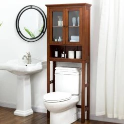 Glitzhome 26 in. W x 68.25 in. H x 9.25 in. D Brown Over-the-Toilet Storage 19 Glitzhome 26 in. W x 68.25 in. H x 9.25 in. D Brown Over-the-Toilet Storage -Toilet Storage Shop brown glitzhome over the toilet storage gh1517002245 fa 1000