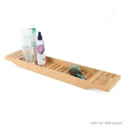 Mind Reader Freestanding Bathtub Caddy Tray in Bamboo -Toilet Storage Shop brown mind reader shower caddies bathcad brn 4f 1000