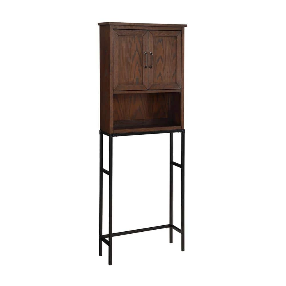 Home Decorators Collection Alster 25 in. W x 65 in. H x 8 in. D Over-the-Toilet Storage in Brown Oak 4 Home Decorators Collection Alster 25 in. W x 65 in. H x 8 in. D Over-the-Toilet Storage in Brown Oak - Image 2
