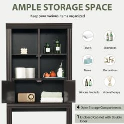 Gymax 24 in. W x 65 in. H x 8 in. D Brown Over-the-Toilet Storage Rack 2-Door Bathroom Space Saver Adjustable Shelf -Toilet Storage Shop brown over the toilet storage gym09667 44 1000