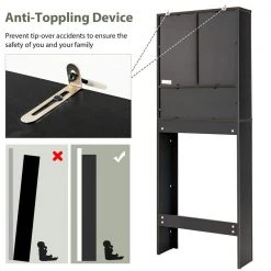 Gymax 24 in. W x 65 in. H x 8 in. D Brown Over-the-Toilet Storage Rack 2-Door Bathroom Space Saver Adjustable Shelf -Toilet Storage Shop brown over the toilet storage gym09667 76 1000