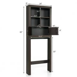 Gymax 24 in. W x 65 in. H x 8 in. D Brown Over-the-Toilet Storage Rack 2-Door Bathroom Space Saver Adjustable Shelf -Toilet Storage Shop brown over the toilet storage gym09667 c3 1000