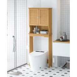 Cadeninc 23.62 in. W x 62.21 in. H x 8.98 in. D Brown Bamboo Over-the-Toilet Storage -Toilet Storage Shop brown over the toilet storage spk lqw1 4049 31 1000