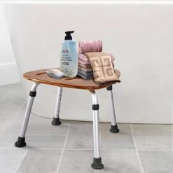 WELLFOR Fan Shaped 19 in. W x 14 in. D Bamboo Adjustable Tub and Shower Seat in Brown 19 WELLFOR Fan Shaped 19 in. W x 14 in. D Bamboo Adjustable Tub and Shower Seat in Brown -Toilet Storage Shop brown shower seats ba hpy 7007 31 1000