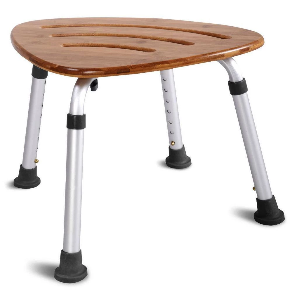 WELLFOR Fan Shaped 19 in. W x 14 in. D Bamboo Adjustable Tub and Shower Seat in Brown 6 WELLFOR Fan Shaped 19 in. W x 14 in. D Bamboo Adjustable Tub and Shower Seat in Brown - Image 4