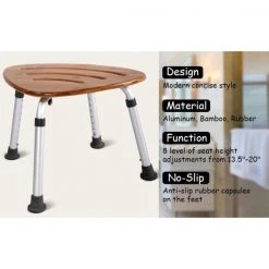 WELLFOR Fan Shaped 19 in. W x 14 in. D Bamboo Adjustable Tub and Shower Seat in Brown 17 WELLFOR Fan Shaped 19 in. W x 14 in. D Bamboo Adjustable Tub and Shower Seat in Brown -Toilet Storage Shop brown shower seats ba hpy 7007 fa 1000