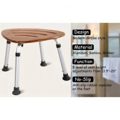 Unbranded 14 in. W x 19 in. D Fanshaped Bamboo Bath Shower Seat in Brown 13 Unbranded 14 in. W x 19 in. D Fanshaped Bamboo Bath Shower Seat in Brown -Toilet Storage Shop brown shower seats hywy 7007 4f 1000