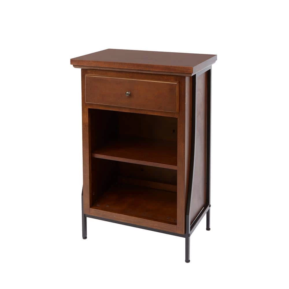 Silverwood Furniture Reimagined Leighton Bathroom Collection 23.75 in. W 2-Tier Floor Shelf with Drawer in Brown 3 Silverwood Furniture Reimagined Leighton Bathroom Collection 23.75 in. W 2-Tier Floor Shelf with Drawer in Brown